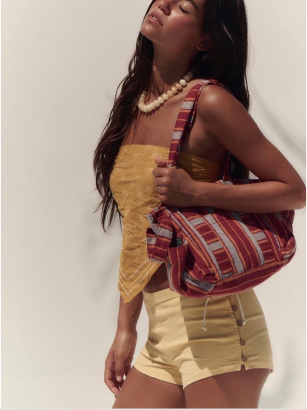 FREE PEOPLE Oksana Striped Red Tote Bag - Casual Women’s Shoulder Bag NWT